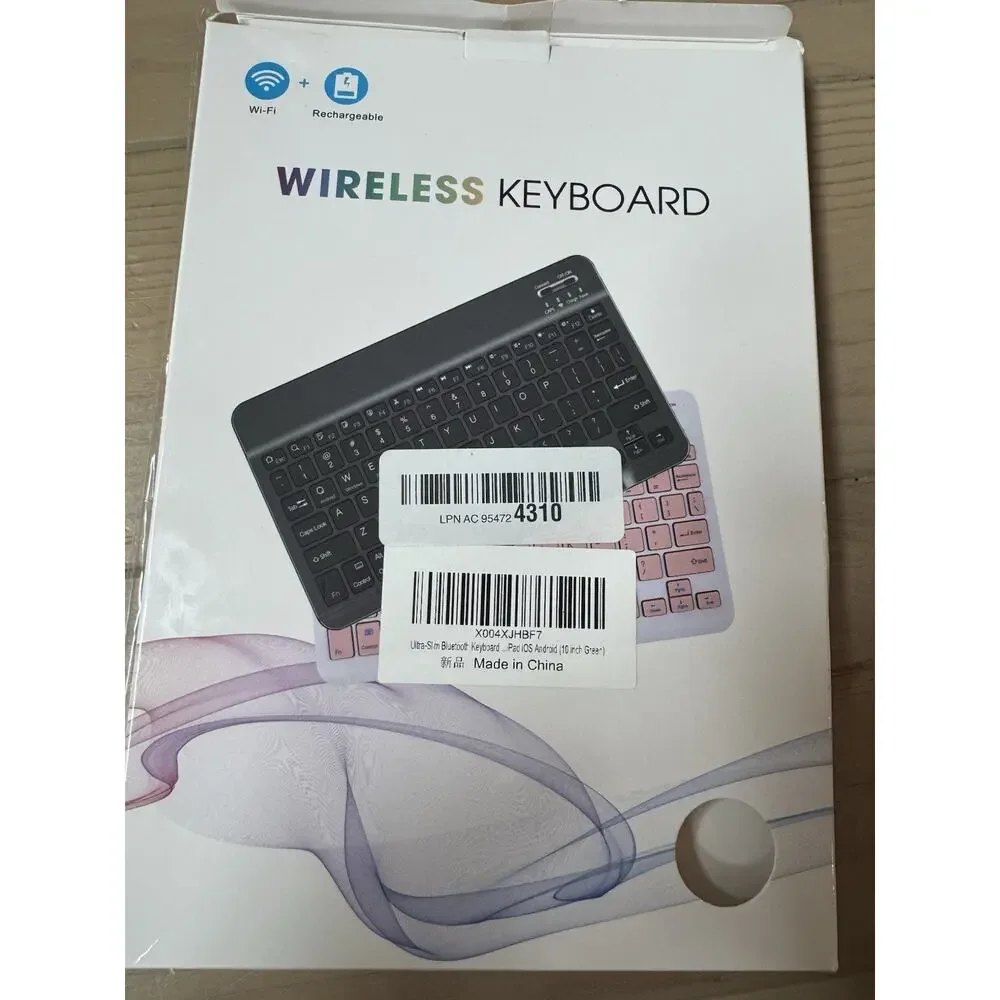 Wireless Bluetooth Keyboard Rechargeable Slim iOS Android Windows Green 10 Inch